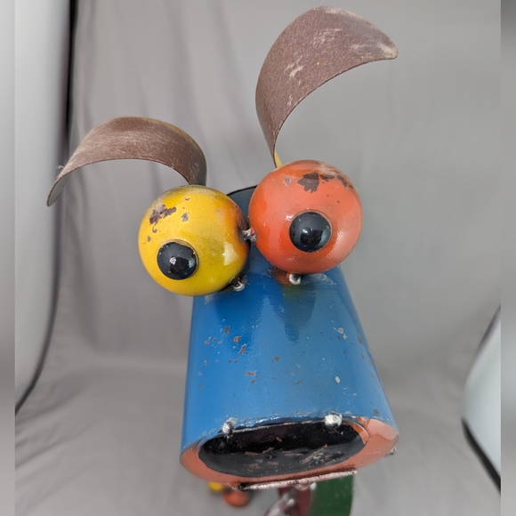 Vtg Dog Metal Hand Made Modernism Welded Spring Neck Bobblehead Art Home Decor - Picture 10 of 12